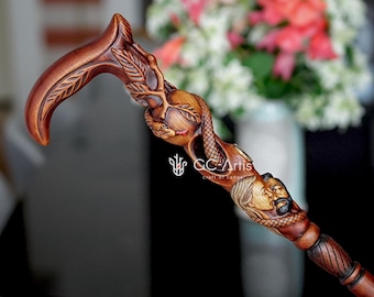 手彫りのアフリカの杖、芸術的な杖、アフリカの杖、収集価値のある木製