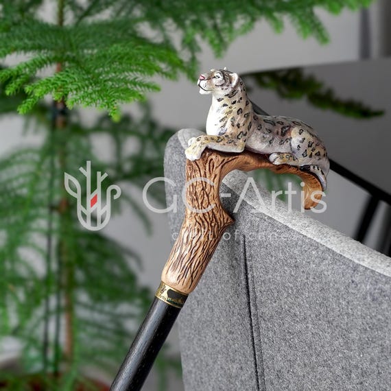 Leopard Light Wooden Walking Cane Stick Cougar Snow Cat Handpainted Wood Carved American Puma Cane for Men Women Stylish Gift Etsy Australia