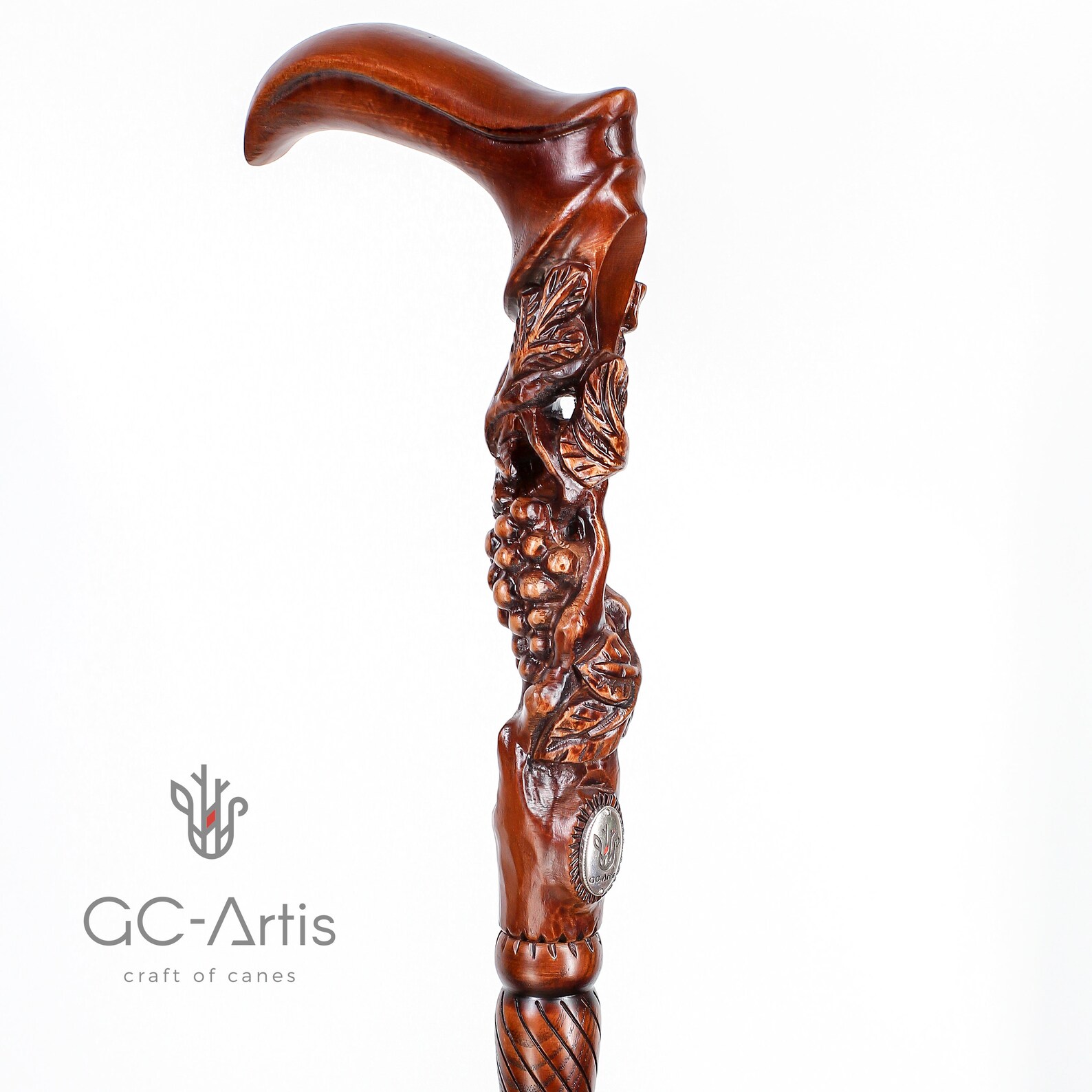 Wooden Walking Cane Stick Grape & Vines Rich Engraved Hand Etsy Australia