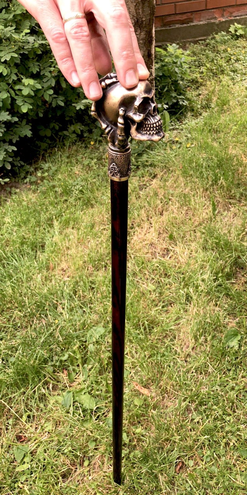 Skull Walking Stick Cane Wood & Bronze hand casted metal Etsy