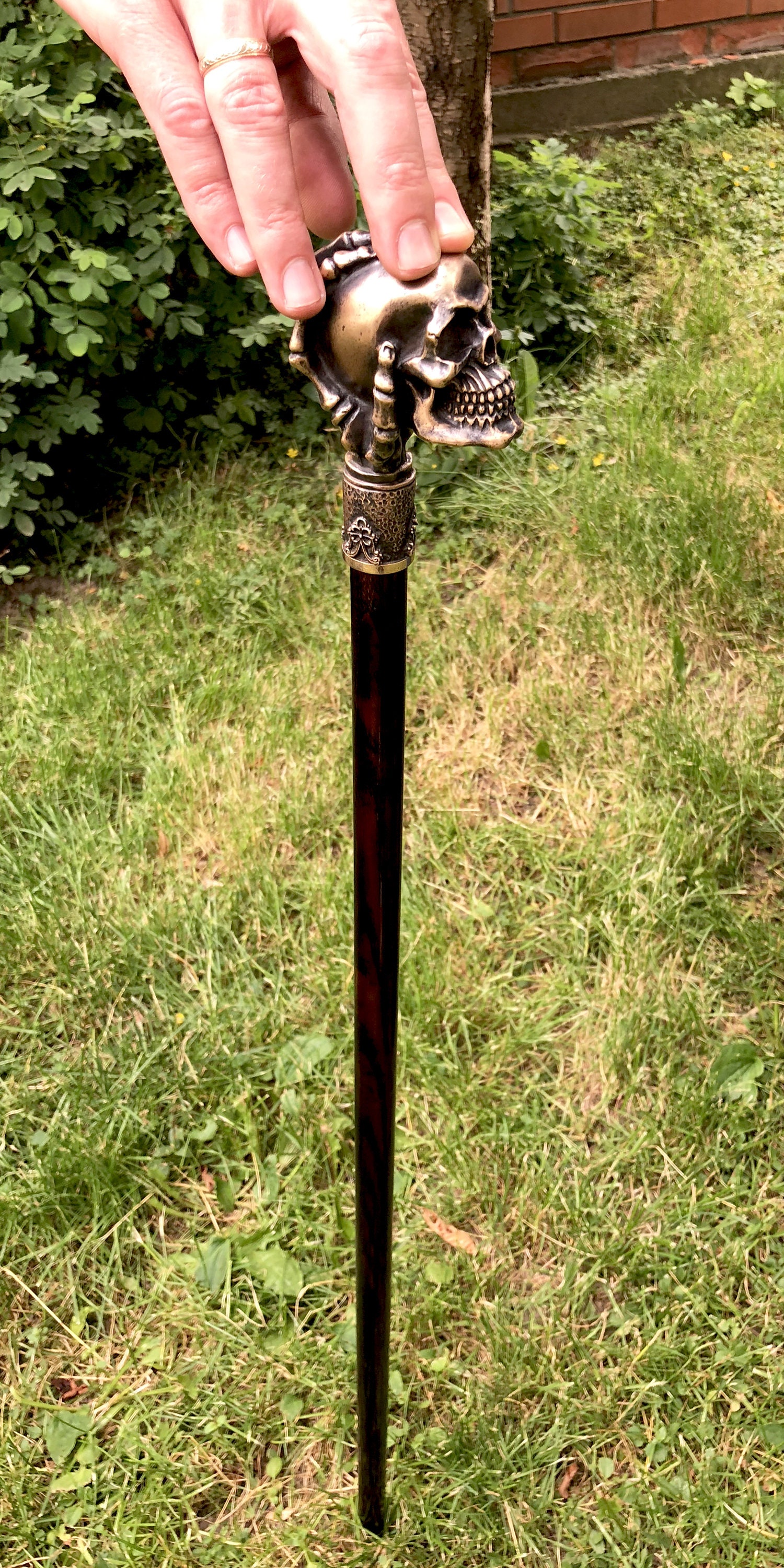Skull Walking Stick Cane Wood & Bronze Hand Casted Metal Etsy UK