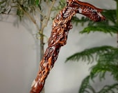 手彫りの木製ドラゴン杖 - ファンタジーアート、ダークオーク - Etsy 日本