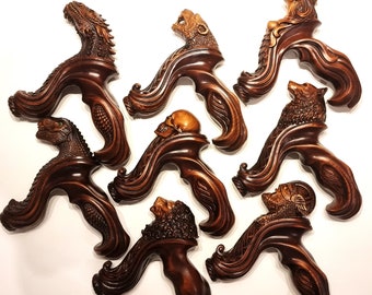 Replacement Ergonomic Wooden Handle for Walking Stick Cane without a shaft