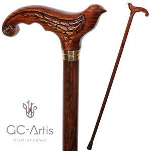 Swallow bird Wooden Cane Walking Stick handmade Elegant handle Pretty Walking cane stick for women Ladies Female hand carved wood crafted image 1