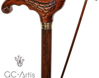 Swallow bird Wooden Cane Walking Stick - handmade Elegant handle Pretty Walking cane stick for women Ladies Female hand carved wood crafted