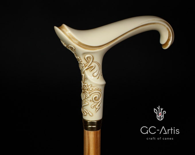 Elegant Ladies Female Light Ivory Color Walking Stick Cane for Women
