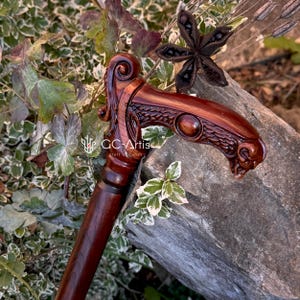 Wild Boar Unique Wooden Cane Walking Stick - wood carved Walking Cane hand carved handle Woodcarving walking stick for men women old elderly