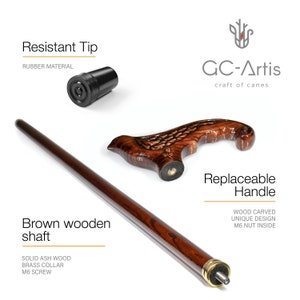 Swallow bird Wooden Cane Walking Stick handmade Elegant handle Pretty Walking cane stick for women Ladies Female hand carved wood crafted image 3