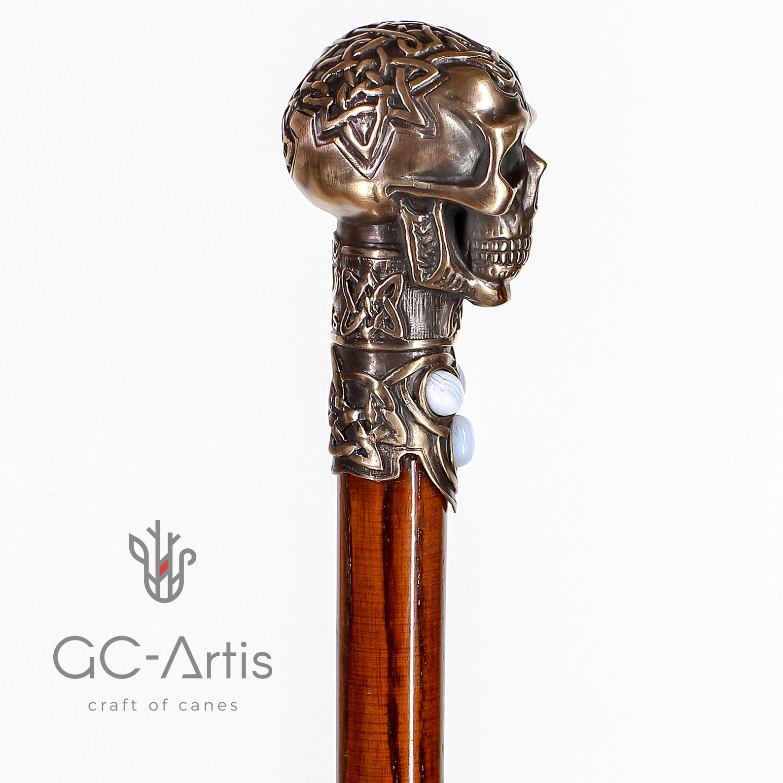 Skull Walking Stick Cane Top Knob Handle Bronze Metal Cane Etsy
