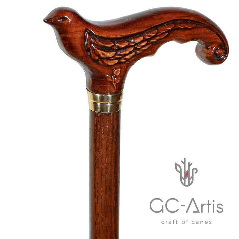 Swallow bird Wooden Cane Walking Stick handmade Elegant handle Pretty Walking cane stick for women Ladies Female hand carved wood crafted image 5