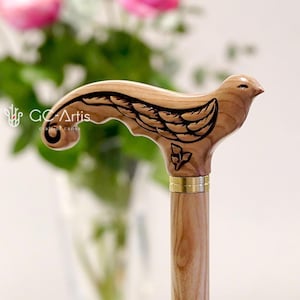 Swallow Bird Light Wooden Walking Cane ladies walking stick Elegant rondine cane for women hand carved pretty nice wood crafted fashion
