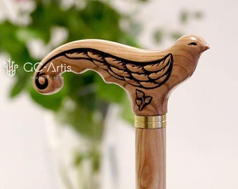 Swallow Bird Light Wooden Walking Cane ladies walking stick Elegant rondine cane for women hand carved pretty nice wood crafted fashion