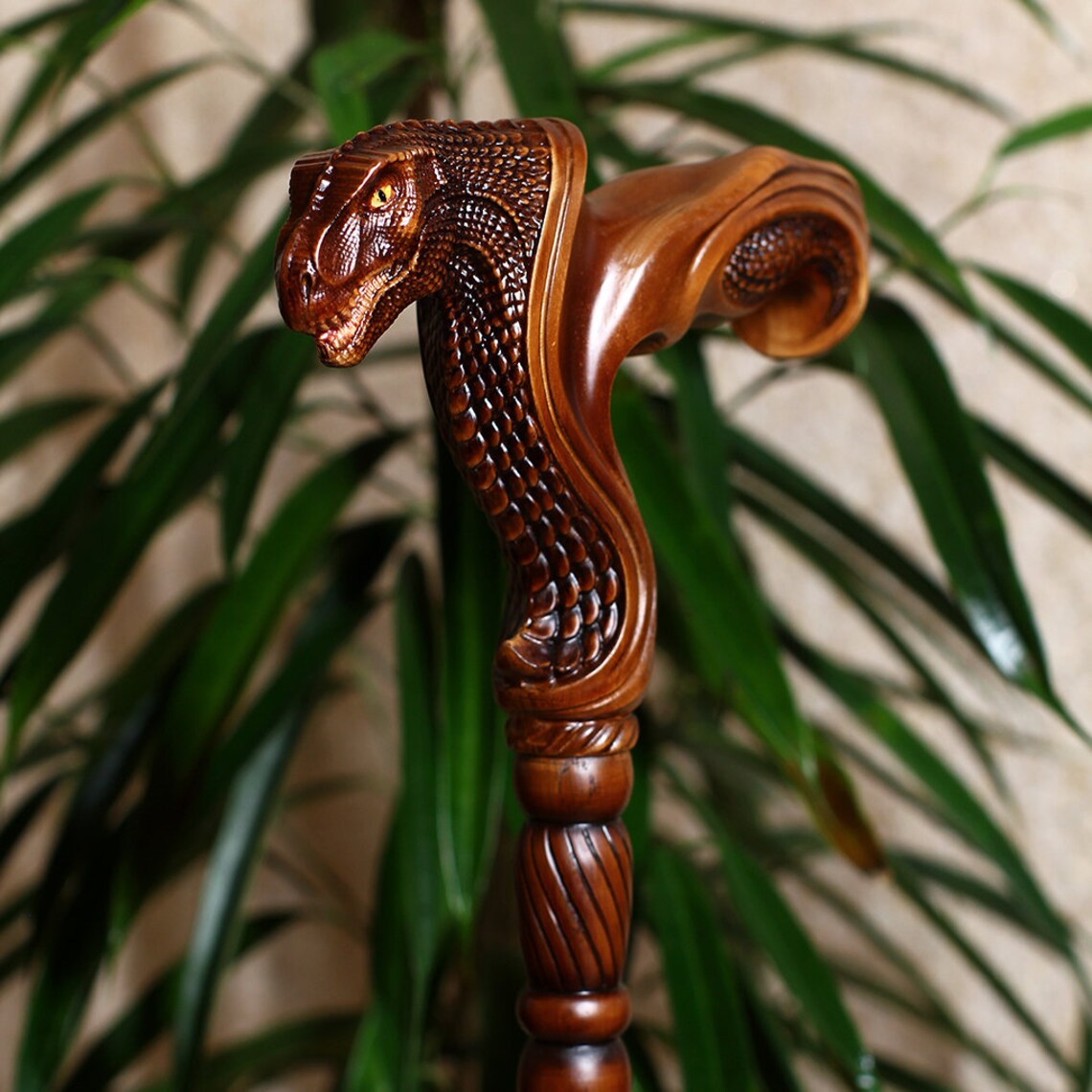 T-Rex Dinosaur Walking Stick Wooden Walking Cane Ergonomic | Etsy