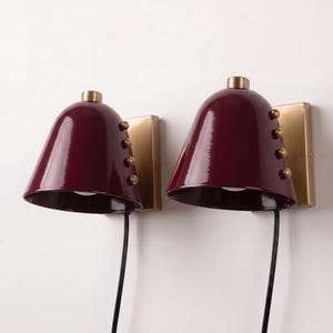 Aplique de pared de latón vintage: Lámpara de pantalla cónica de estilo moderno de mediados de siglo hecha a mano / par de apliques de pared / lámpara vintage / aplique de pared con enchufe /