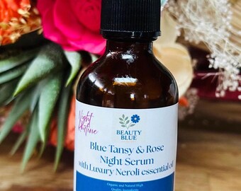 Night Serum | Hydrating Anti Aging Face Oil | Rosehip, Blue Tansy, Rose & Neroli | Organic Skincare