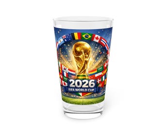 Trophée de la Coupe du Monde de la FIFA 2026 en verre | Drapeaux de football 16 oz