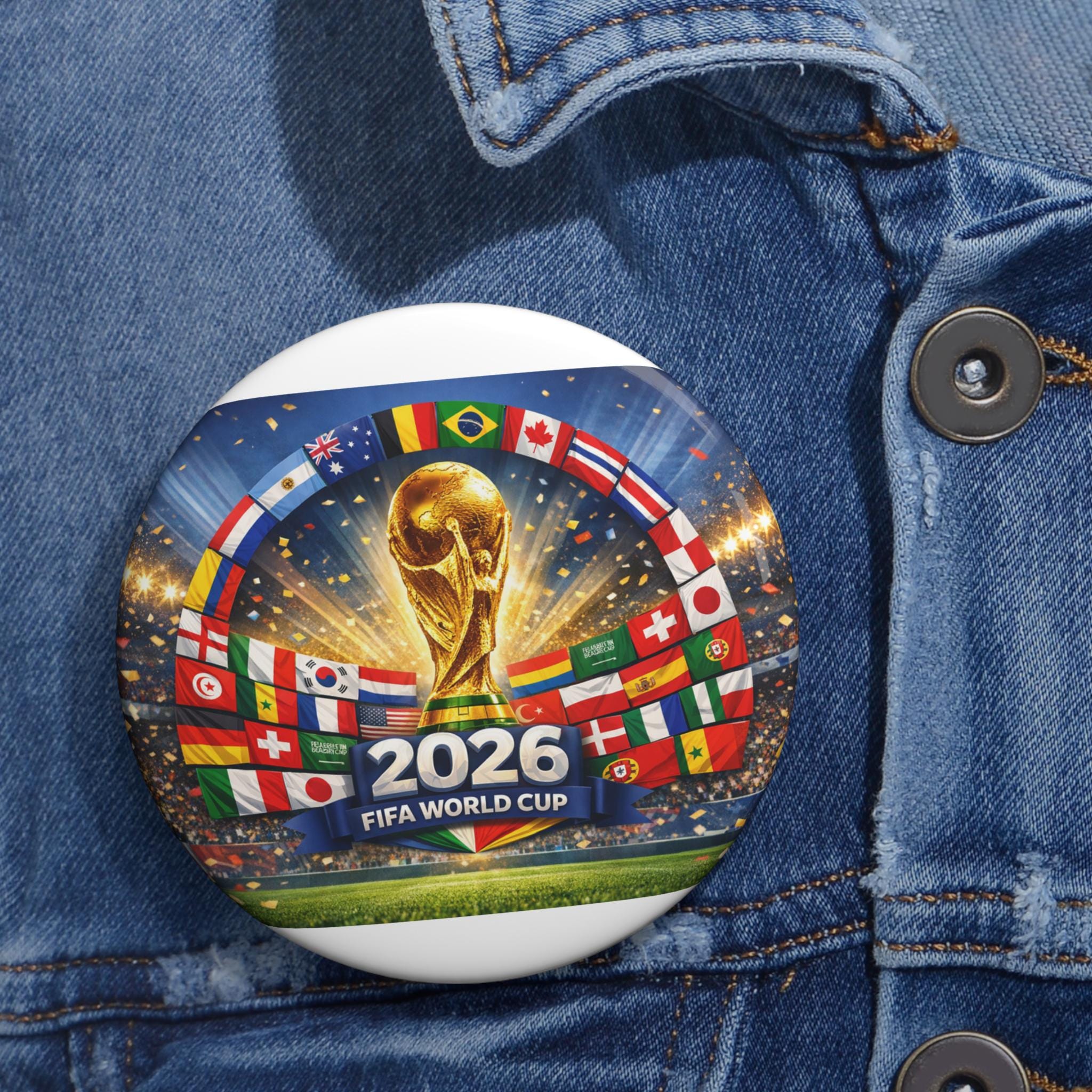 2026 FIFA World Cup Trophy Pin | Soccer Button, National Flags