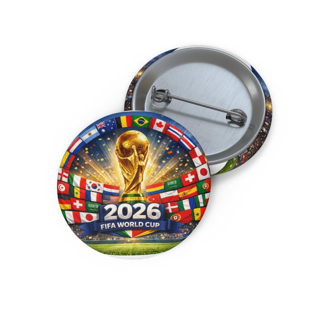 2026 FIFA World Cup Trophy Pin | Soccer Button, National Flags