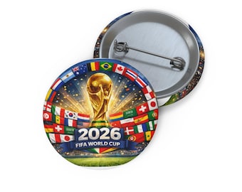 2026 FIFA World Cup Trophy Pin | Soccer Button, National Flags Design