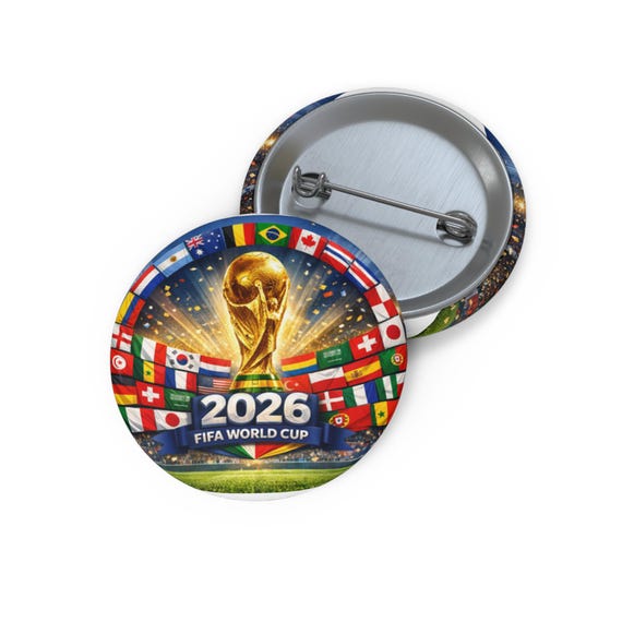 2026 FIFA World Cup Trophy Pin | Soccer Button, National Flags