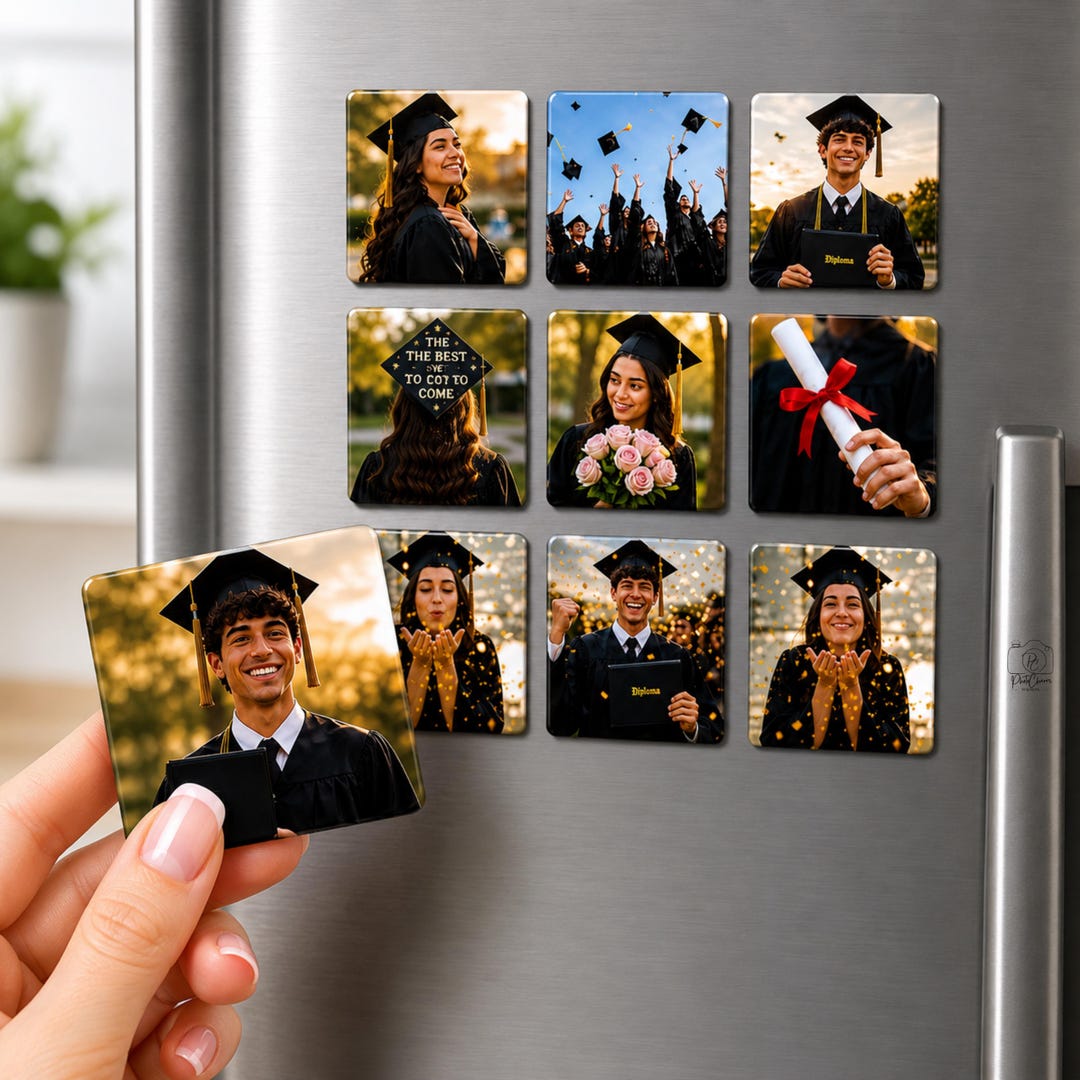 Personalized Graduation Photo Magnets 2x2 (set of 9) | Graduation ...