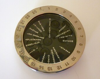 Vintage Paperweight – World Time Zone Dial Clock – Magnifying Glass – Desk Accessory