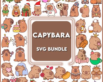 Niedliches Capybara SVG Bundle, Kawaii Tier Illustration (Digitaler Download)