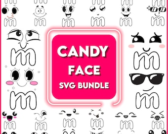 Candy Faces with "M" SVG, PNG, Lower Case (Digital Download)