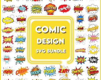 Comic Style Action SVG Bundle, Pop Art Text (Digital Download)