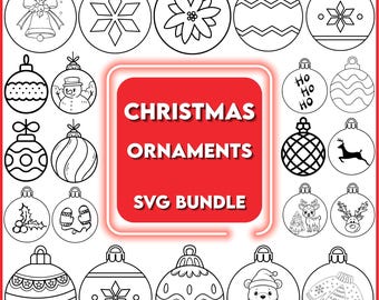 Paquete de archivos SVG de adornos navideños estilo doodle, archivos para corte láser (descarga digital)