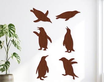 13 Pinguin Silhouette SVG Bundle, Winter Tier Laser Cut Datei, Schwimmen Pinguin Vektor für Glowforge, Arctic Wood Wall Art CNC