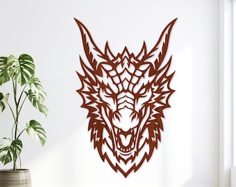Geometric Dragon Head Laser Cut File: Wall Art SVG (Digital Download)