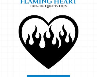 Flammendes Herz SVG-Schnittdatei, brennendes Herz Clipart (digitaler Download)