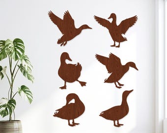 18 Enten Silhouette SVG Bundle, Stockente Laser geschnitten Datei, fliegende Ente Vektor für Glowforge, Wasservögel Clipart, Jagdhaus Holz Wandkunst CNC