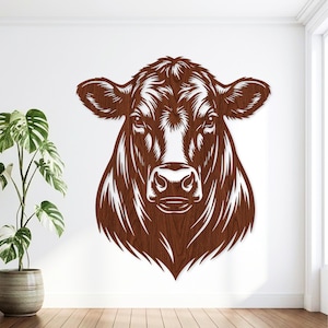 Angus Cow Laser Cut SVG, Heifer Head Farmhouse Wall Art File (Digital Download)