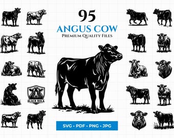 95 Angus Kuh SVG Bundle - Bauernhof Clipart, Ranch Grafik (digitaler Download)
