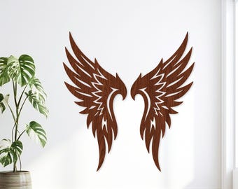 Engelsflügel SVG, Stammesflügel Laser geschnitten Datei, Adlerflügel Vektor für Glowforge, Schutzengel Clipart, große Holz Wand Kunst CNC Vorlage