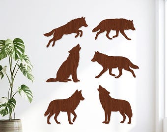 11 Wolf Silhouette SVG Bundle, heulender Wolf Laser geschnitten Datei, Koyote Vektor für Glowforge, Wildtier Clipart, rustikale Hütte Holz Wandkunst CNC