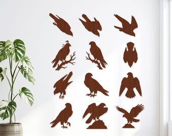28 Falke Silhouette SVG Bundle, Wanderfalke Laser geschnitten Datei, Falke Vektor für Glowforge, rustikale Hütte Holz Wandkunst CNC