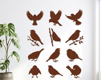 20 Spatz Silhouette SVG Bundle, Singvogel Laser geschnitten Datei, kleiner Vogel Vektor für Glowforge, Natur Holz Wand Kunst CNC Vorlage