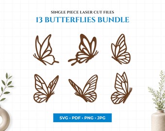 13 Schmetterling SVG Bundle, Einzelstück Laser Cut Dateien, Wand Dekor Vektor (Digitaler Download)