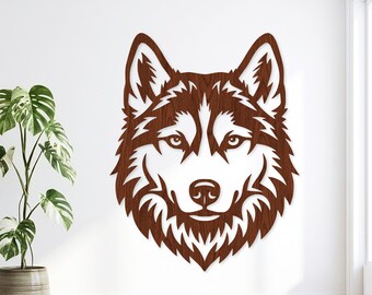 Siberian Husky Laser Cut Datei | Hund Wand Kunst SVG, CNC Plan (Digitaler Download)
