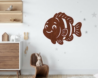 Clownfisch SVG Laser geschnitten Datei | Ocean Kinderzimmer Wand Kunst | Sea Life Silhouette (Digitaler Download)