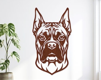 Boxer Hund Laser geschnitten Datei SVG | Hunde Gesicht Wandkunst (Digitaler Download)