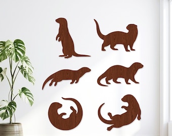 12 Otter Silhouette SVG Bundle, Seeotter Laser geschnitten Datei, niedlicher Flussotter Vektor für Glowforge, Lake House Holz Wandkunst CNC