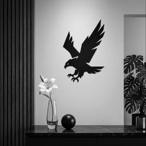 Geometric Flying Eagle SVG Laser Cut File, Swooping Hawk Silhouette Vector (Digital Download)