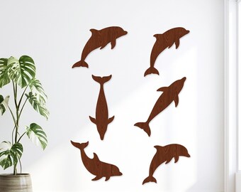 15 Delfin Silhouette SVG Bundle, Ocean Sea Life Laser Cut Datei, Schweinswal Vektor für Glowforge, Nautische Clipart, Holz Wand Kunst CNC