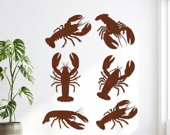 Hummer Silhouette SVG Bundle, Ocean Sea Life Laser Cut Datei, Hummer Vektor für Glowforge, Küstenholz Wand Kunst CNC Datei