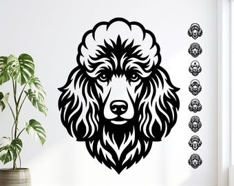 8 Pudel SVG Bundle, Hunderasse Laser geschnitten Datei, Pudelkopf Vektor für Glowforge, Welpe Clipart, Tierliebhaber Mandala Holz Wand Kunst CNC Datei
