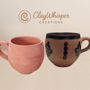 2 Traditional Moroccan Clay Cup – Eco-Friendly Handmade Mug With Or Without Natural Tar, Rustic Artisan Pottery, Boho Kitchen Tea Cup